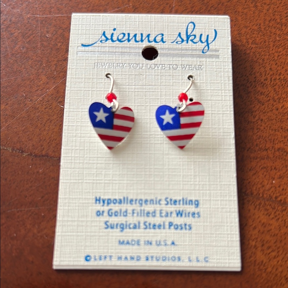Sienna Sky Red and White Heart Earrings